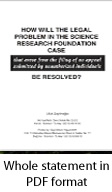 HOW WILL THE LEGAL PROBLEM IN THE SCIENCE RESEARCH FOUNDATION CASE BE RESOLVED