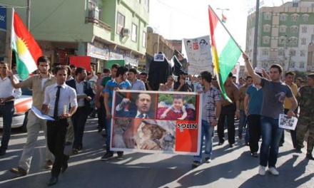 Residents of Duhok, Iraqi Kurdistan protesting against the Turkish bombardment of the Qandil Mountains. Photo DIHA.